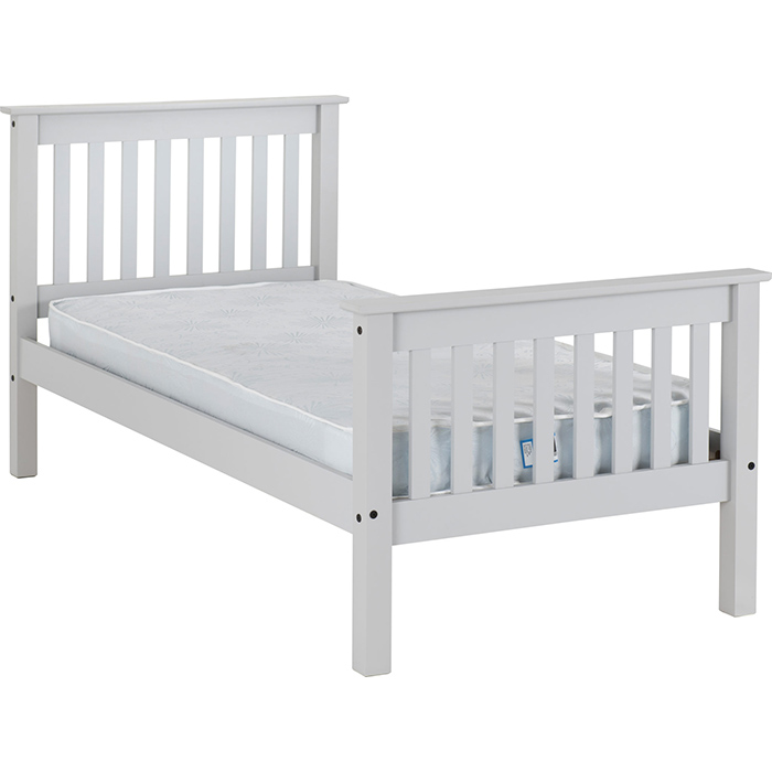 Monaco 3' Bed High Foot End In Grey - Click Image to Close
